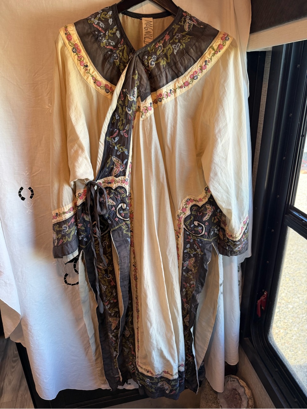 Magnolia Pearl Miggy Coat Cotton Silk Embroidered Boho Kimono OS Artwear Vintage